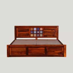 Solid Sheesham Wood Tile Bed King Size 6X6.5 feet