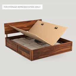 Solid Sheesham Wood Niwar Bed King Size 6X6.5 feet | Box Storage 