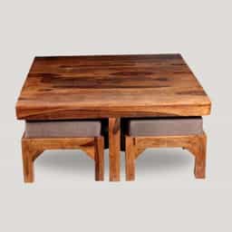 Coffee table with 4 Cushion Stools
