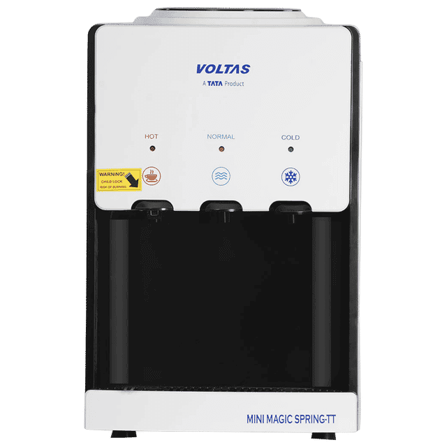VOLTAS MINIMAGIC Spring TT | Hot, Cold & Normal Top Load Water Dispenser with Eco-friendly Refrigerant (White & Black)