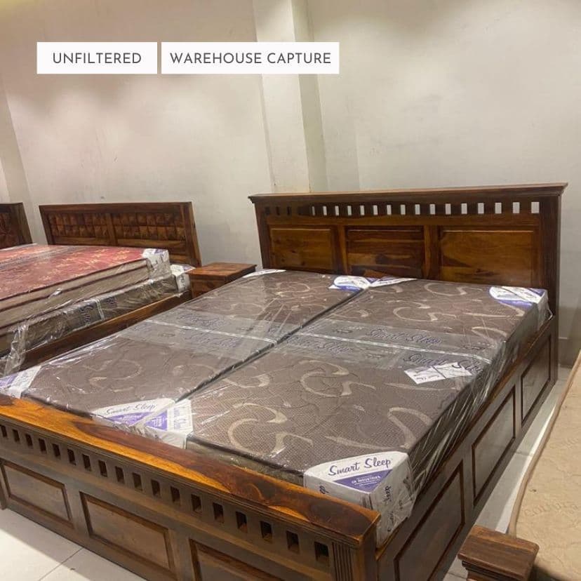 Solid Sheesham Wood Kuber Bed King Size 6X6.5 feet | Box Storage 