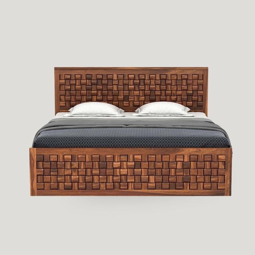 Solid Sheesham Wood Niwar Bed King Size 6X6.5 feet | Box Storage 