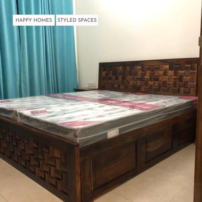 Solid Sheesham Wood Niwar Bed King Size 6X6.5 feet | Box Storage 
