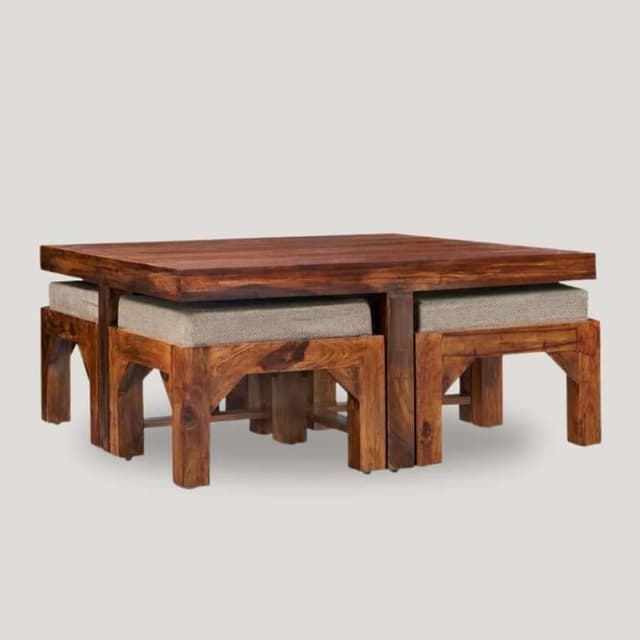 Coffee table with 4 Cushion Stools
