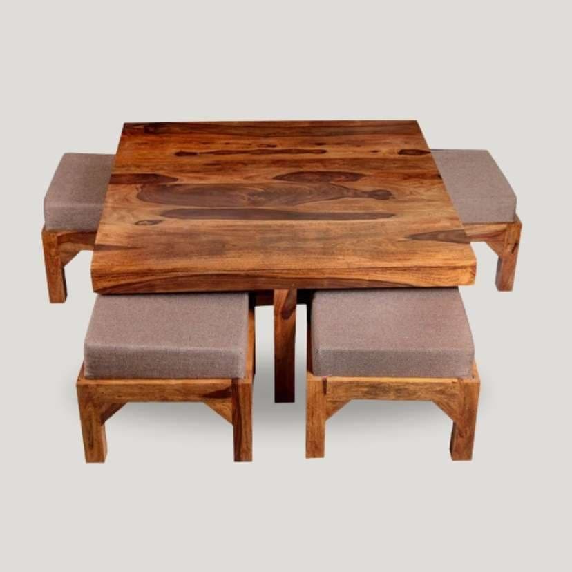 Coffee table with 4 Cushion Stools