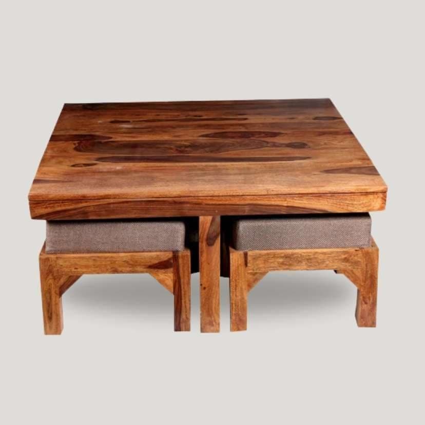 Coffee table with 4 Cushion Stools